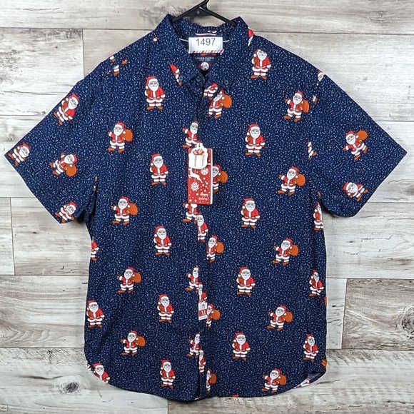 Denim & Flower* Men's Short Sleeve Button Down Curved Hem Shirt~ Size XL - Picture 6 of 12